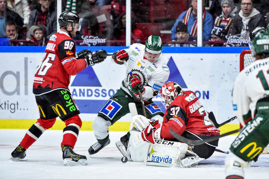 Frölundas Carl Grundström och Malmö Redhawks Kim Rosdahl