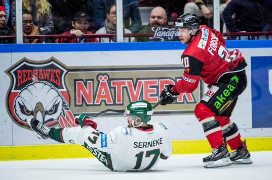 Frölundas Sebastian Stålberg mot Malmö Redhawks Erik