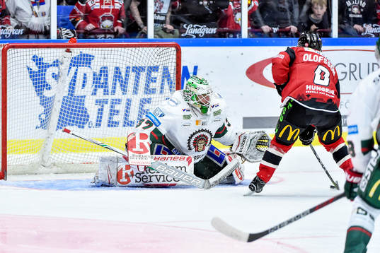 Malmö Redhawks Johan Olofsson gör 4-1 bakom Frölundas