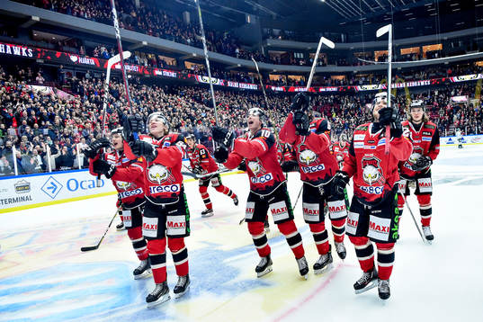Malmö Redhawks spelare jublar