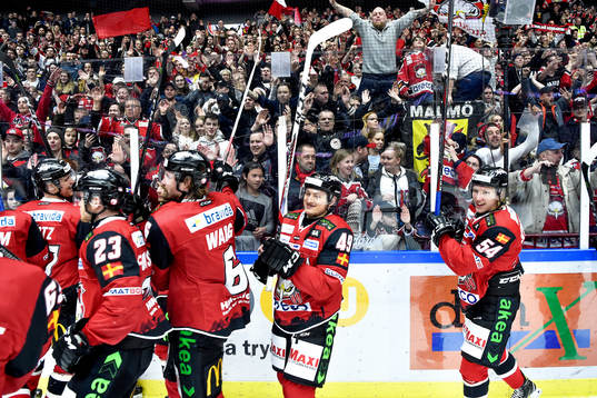Malmö Redhawks spelare jublar