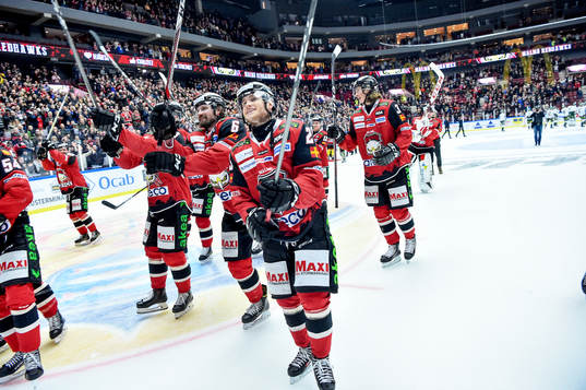 Malmö Redhawks spelare jublar