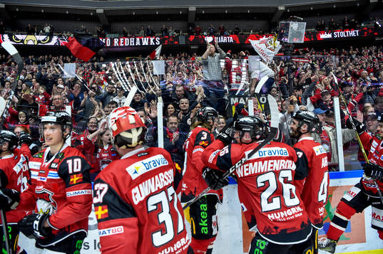 Malmö Redhawks spelare jublar
