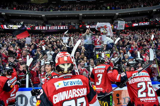 Malmö Redhawks spelare jublar