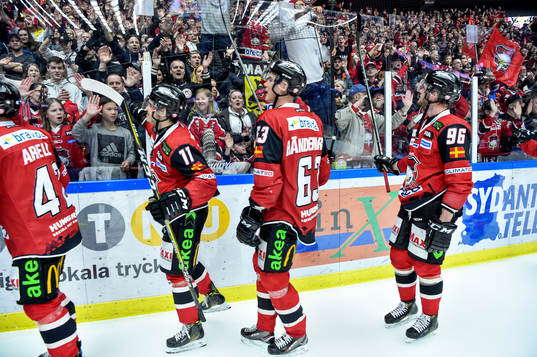 Malmö Redhawks spelare jublar