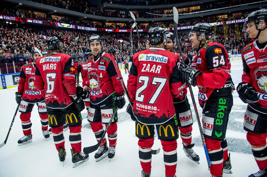 Malmö Redhawks spelare jublar