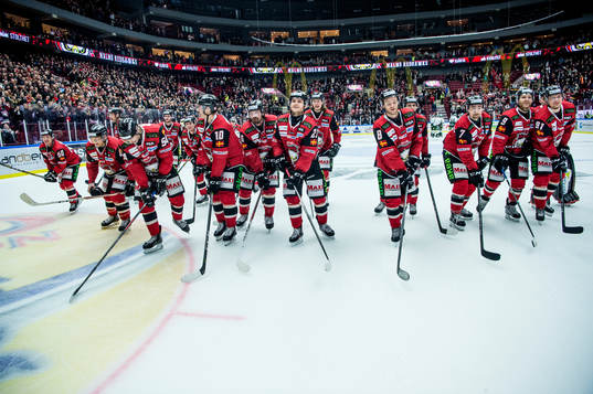 Malmö Redhawks spelare jublar
