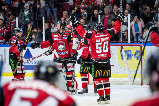 Malmö Redhawks spelare jublar