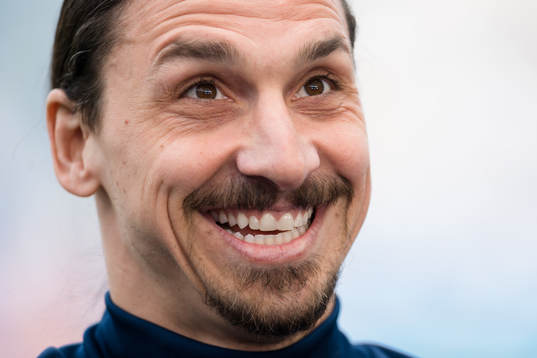 LA Galaxys Zlatan Ibrahimovic före fotbollsmatchen i MLS