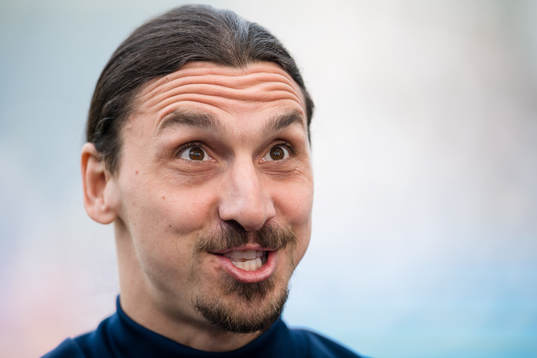 LA Galaxys Zlatan Ibrahimovic före fotbollsmatchen i MLS
