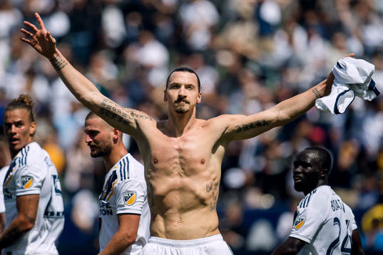 LA Galaxys Zlatan Ibrahimovic jublar