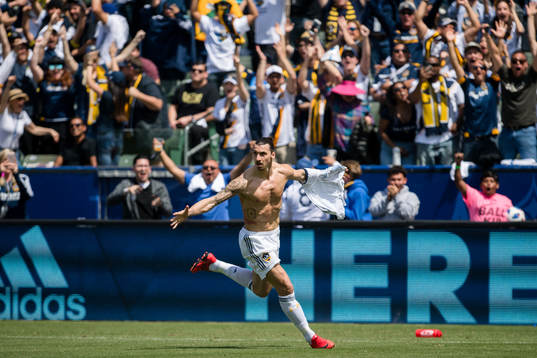 LA Galaxys Zlatan Ibrahimovic jublar