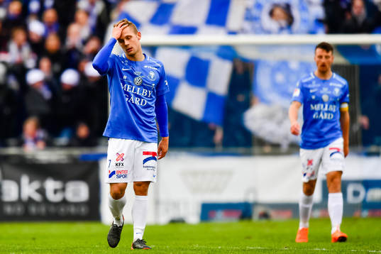 Trelleborgs Erik Andersson deppar nder fotbollsmatchen i