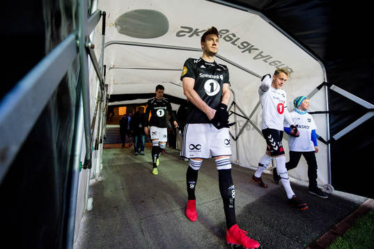 Nicklas Bendtner of Rosenborg and Fredrik Nordkvelle of Odd