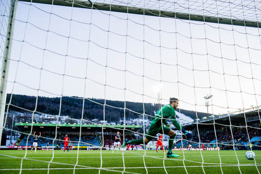 Goalkeeper Samuel Sahin-Radlinger of Brann lets in the 1-0