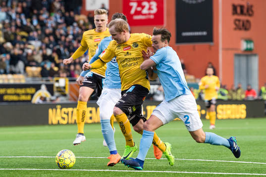 Elfsborgs Simon Lundevall och Malmö FFs Eric Larsson