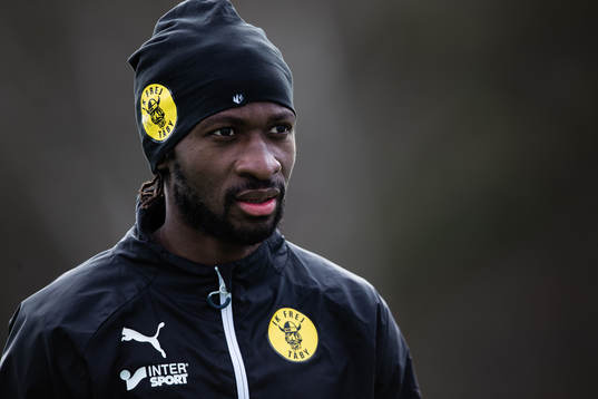 Frejs Amadou Jawo innan fotbollsmatchen i Superettan mellan