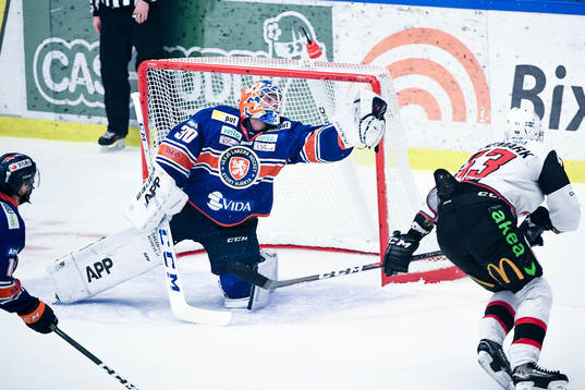 Växjös målvakt Viktor Fasth och Malmö Redhawks Fredrik