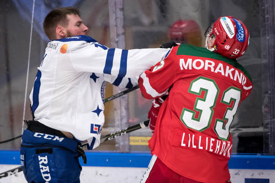 Leksands Matt Carey Moras Andrew Kozek  i ishockeymatchen i
