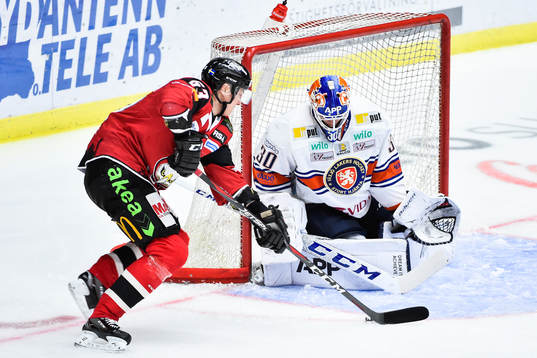 Malmö Redhawks Fredrik Händemark och Växjös målvakt
