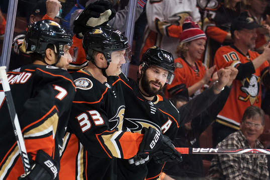 Ducks Andrew Cogliano, Jakob Silfverberg och Ryan Kesler