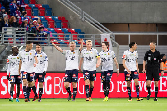 Herman Sørby Stengel of Strømsgodset celebrates 4-1