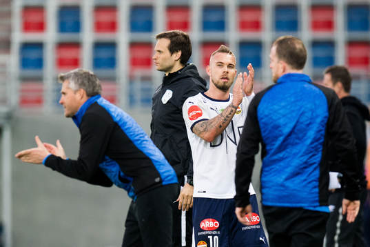 Tor Ole Skullerud, head coach of Strømsgodset, and Marcus