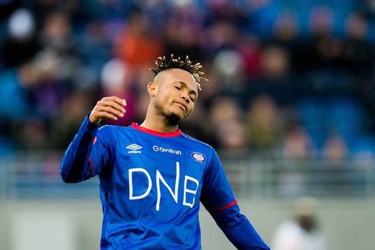 Chidera Ejuke of Vålerenga reacts