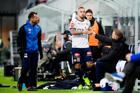 Marcus Pedersen of Strømsgodset is being substituted