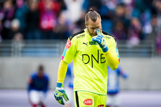 Goalkeeper Espen Bugge Pettersen of Strømsgodset looks