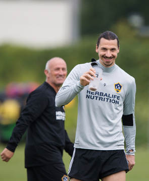 Assisterande tränare Dominic Kinnear och Zlatan Ibrahimovic