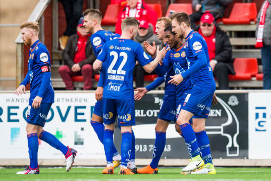 Erikson Spinola Lima of Aalesund celebrates with his