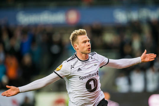 Alexander Toft Søderlund of Rosenborg celebrates