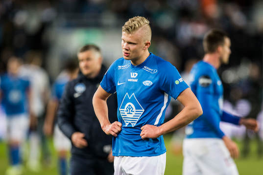 Erling Braut Haaland of Molde looks dejected