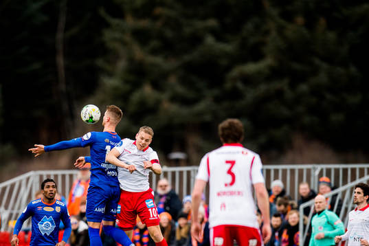 Holmbert Aron Fridjonsson of Aalesund and Jo Sondre Aas of