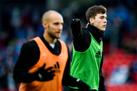 Tore Reginiussen and Jacob Rasmussen of Rosenborg