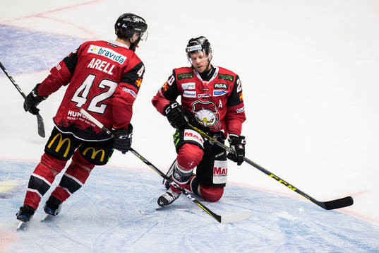 Malmö Redhawks Niklas Arell och Erik Forssell deppar