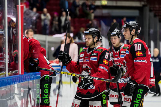 Malmö Redhawks Johan Olofsson och Robin Alvarez deppar