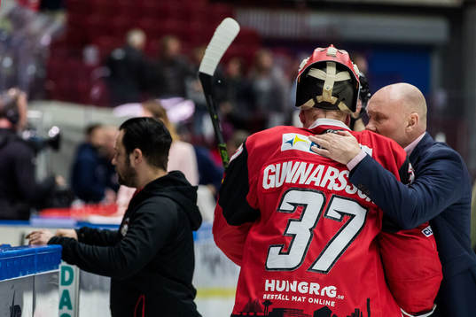 Malmö Redhawks målvakt Jonas Gunnarsson och tränare