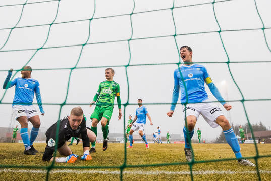 Niels Vorthoren of Sandnes Ulf reacts as his side score 1-3