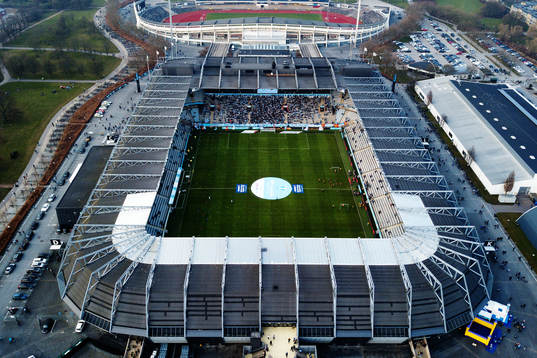 Malmö FFs hemmarena Stadion sedd från ovan