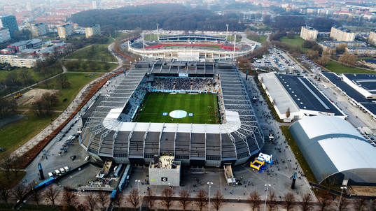 Malmö FFs hemmarena Stadion sedd från ovan