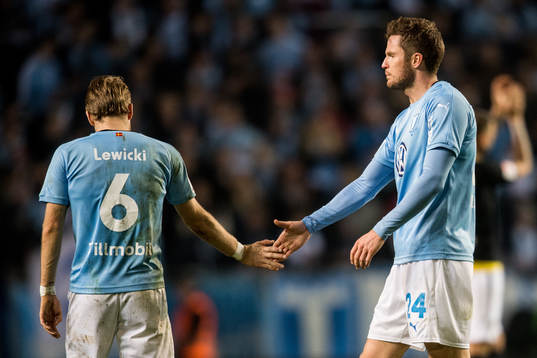Malmö FFs Lasse Nielsen och Oscar Lewicki deppar