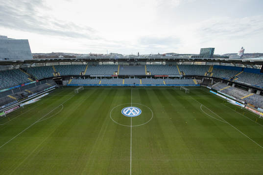 Vy över arenan Gamla Ullevi innan fotbollsmatchen i