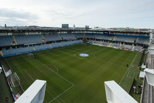 Vy över arenan Gamla Ullevi innan fotbollsmatchen i