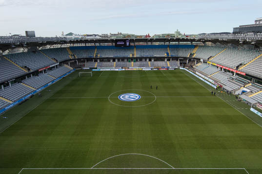 Vy över arenan Gamla Ullevi innan fotbollsmatchen i
