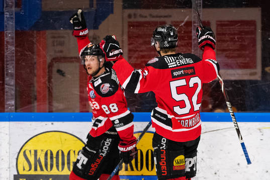 Piteås Erik Wikgren och August Tornberg jublar