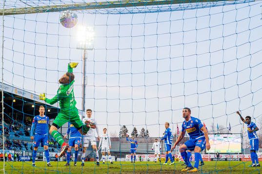 Goalkeeper Ingvar Jonsson of Sandefjord lets in 1-2