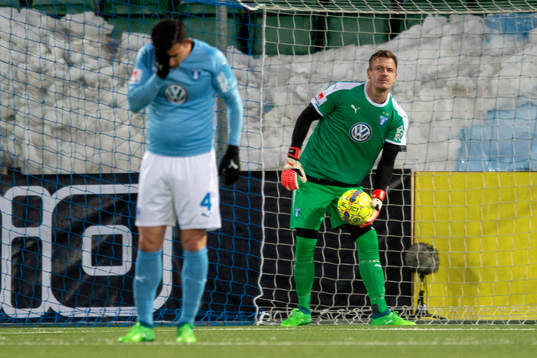 Malmö FFs Behrang Safari och målvakt Johan Dahlin deppar