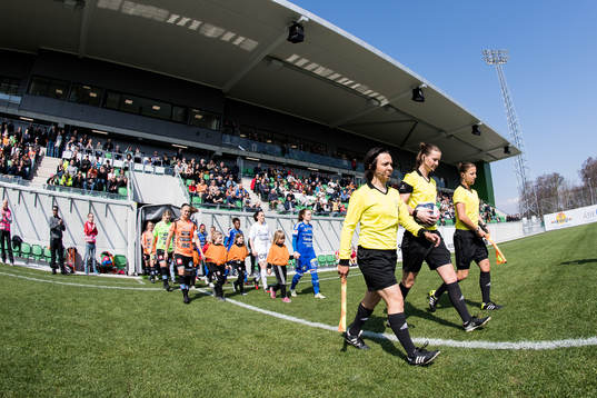 Kristianstads och Vittsjös spelare gör entré